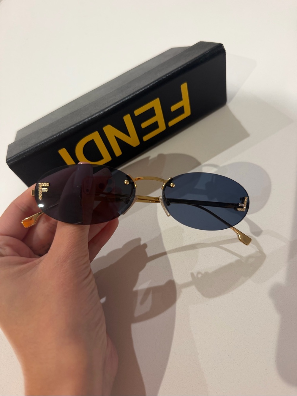 Fendi Women's Rimless Sunglasses in Black and Gold-Tone